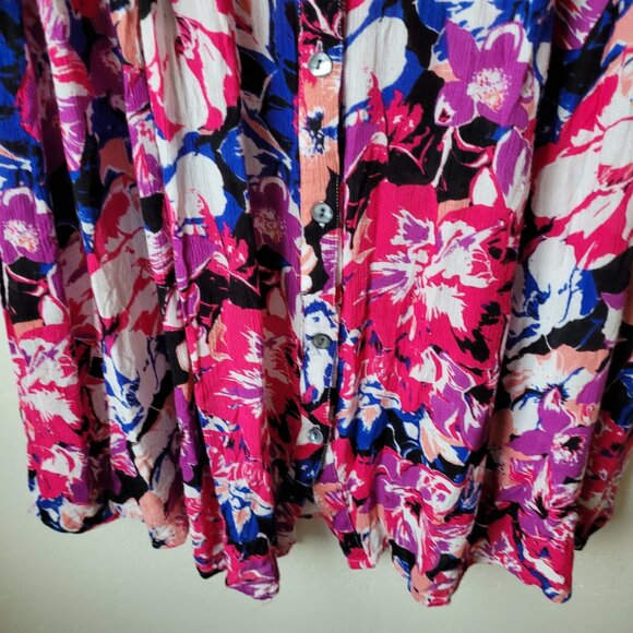 Roaman's Colorful Floral Button Up Blouse - Picture 3 of 7